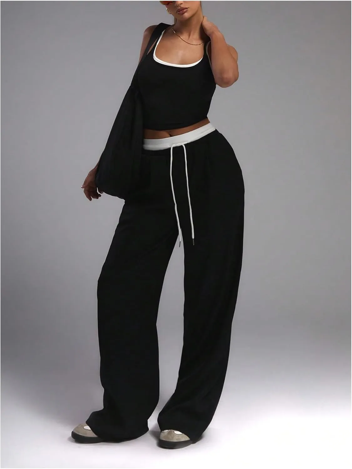 Verdusa Women's High Waist Wide Leg Pants Casual Suit Pant Work Trousers