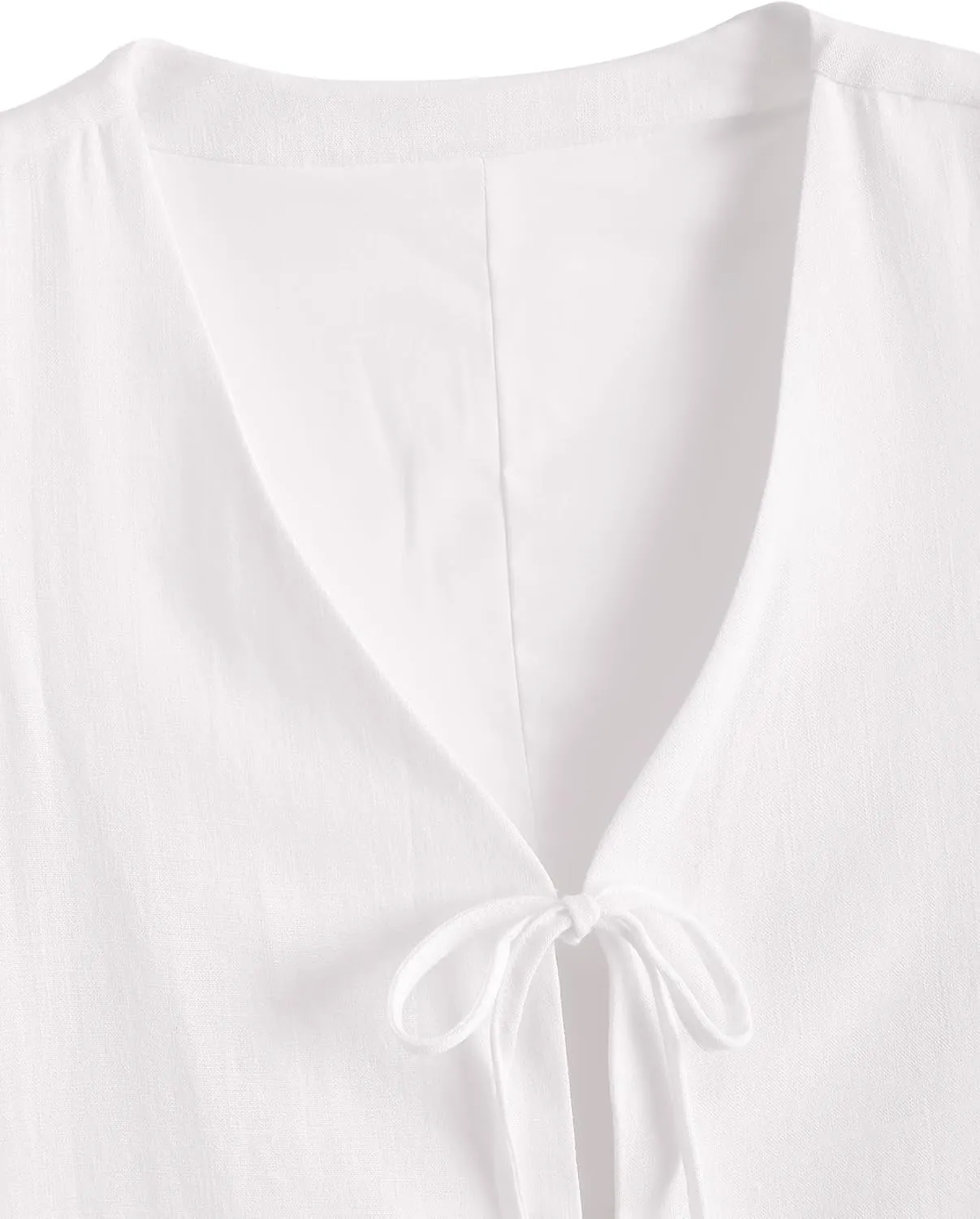 Verdusa Women's Old Money Clothes Bow Tie Front Vest Sleeveless V Neck Summer Cardigan Tank Tops