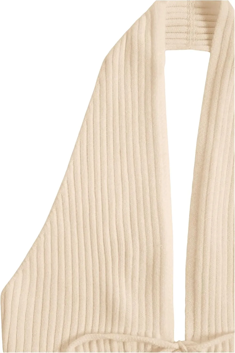 Verdusa Women's Old Money Halter Tops Bow Tie Front Backless Deep V Neck Split Knit Vest Trendy