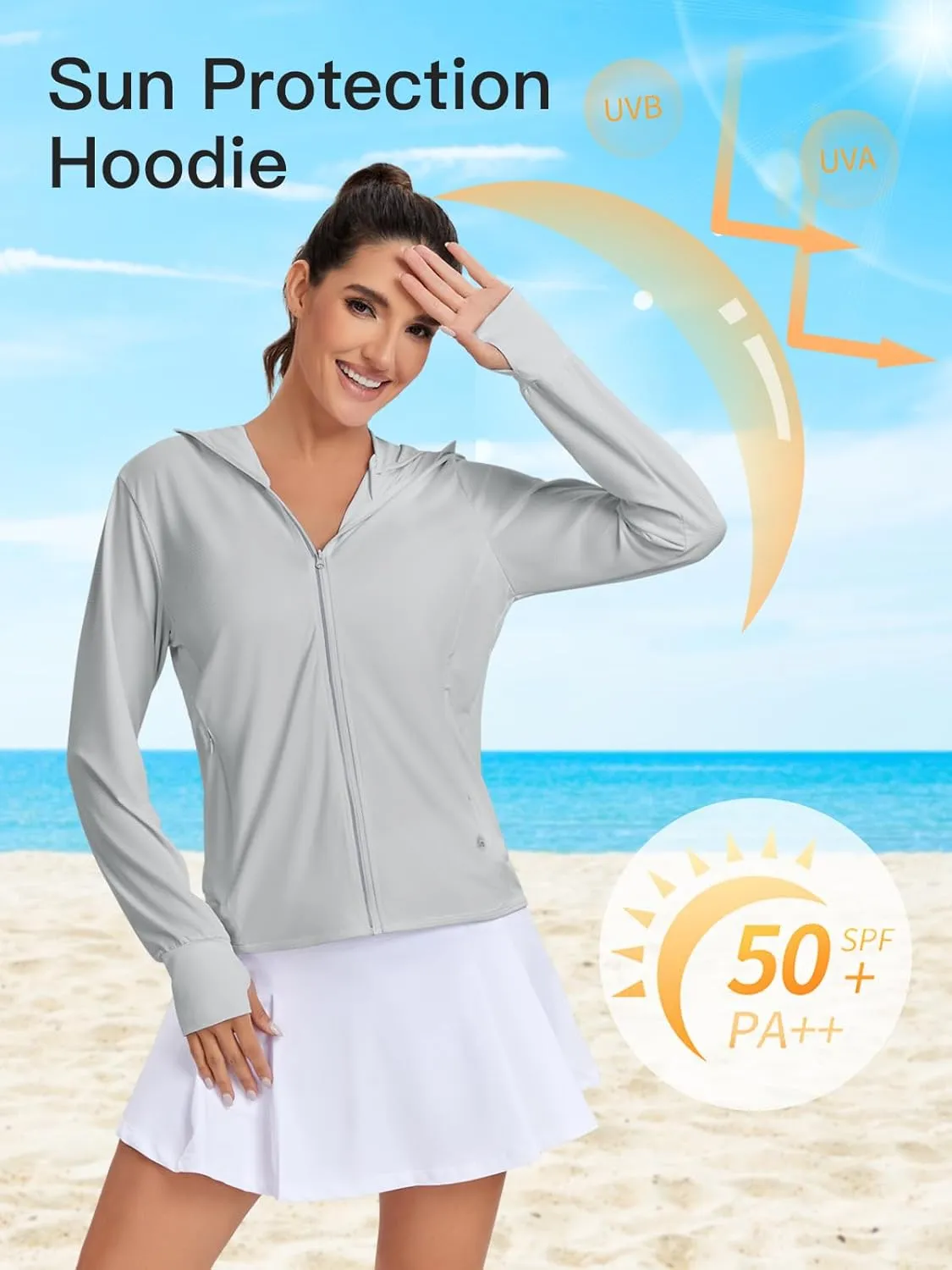VUTRU Women's UPF 50  Sun Protection Hoodie Jacket Lightweight Long Sleeve Sun Shirt UV Hoodie with Pocket