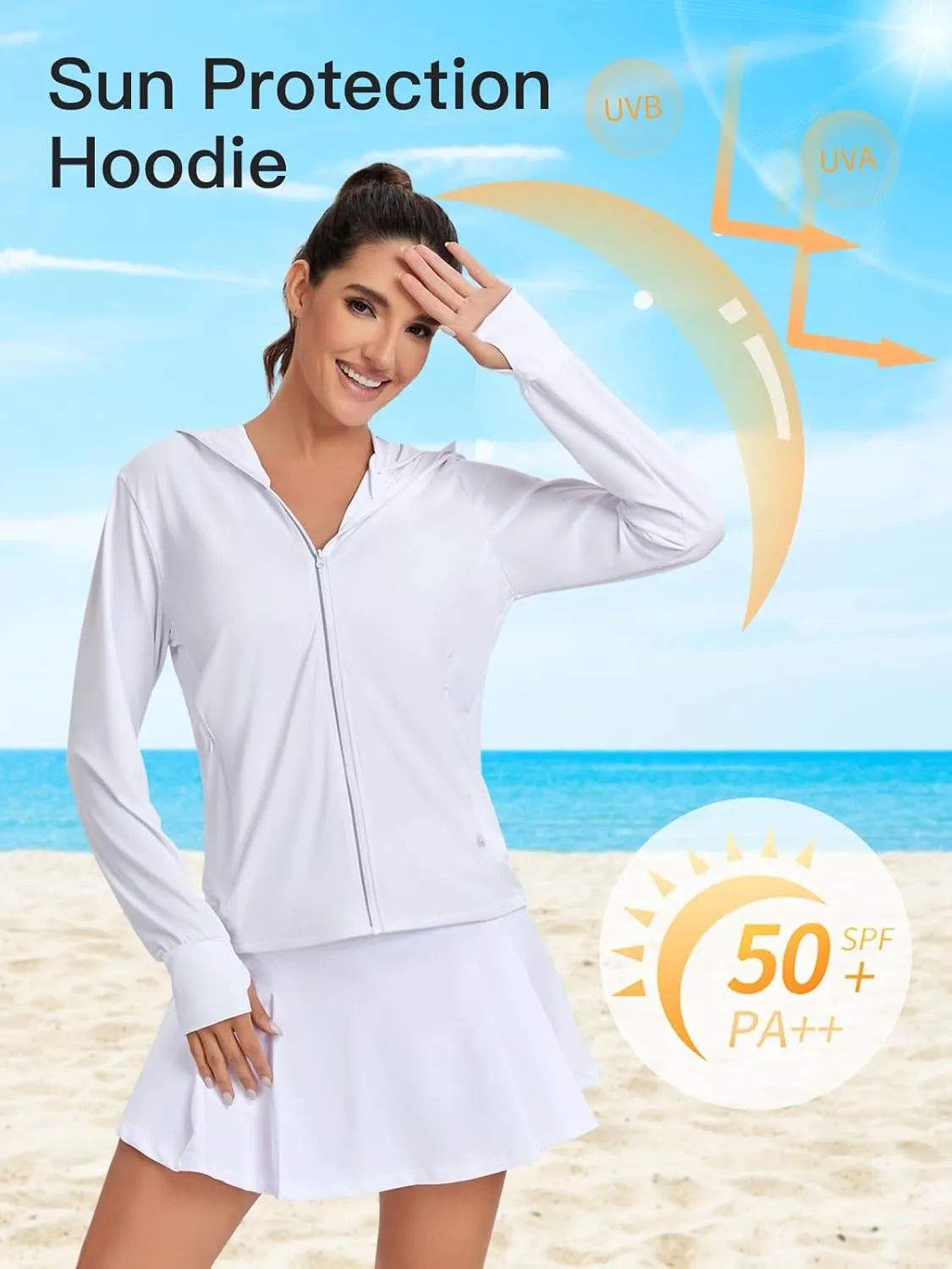 VUTRU Women's UPF 50  Sun Protection Hoodie Jacket Lightweight Long Sleeve Sun Shirt UV Hoodie with Pocket