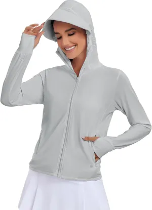 VUTRU Women's UPF 50  Sun Protection Hoodie Jacket Lightweight Long Sleeve Sun Shirt UV Hoodie with Pocket