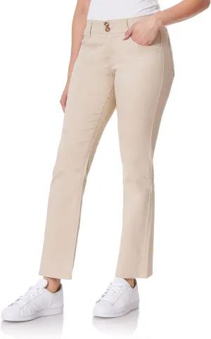 WallFlower Women Luscious Curvy Uniform Bootcut Mid-Rise Twill Cotton Pants, Insta Soft, Juniors, Black, 13