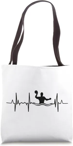 Water Polo Heart Line Heartbeat Tote Bag