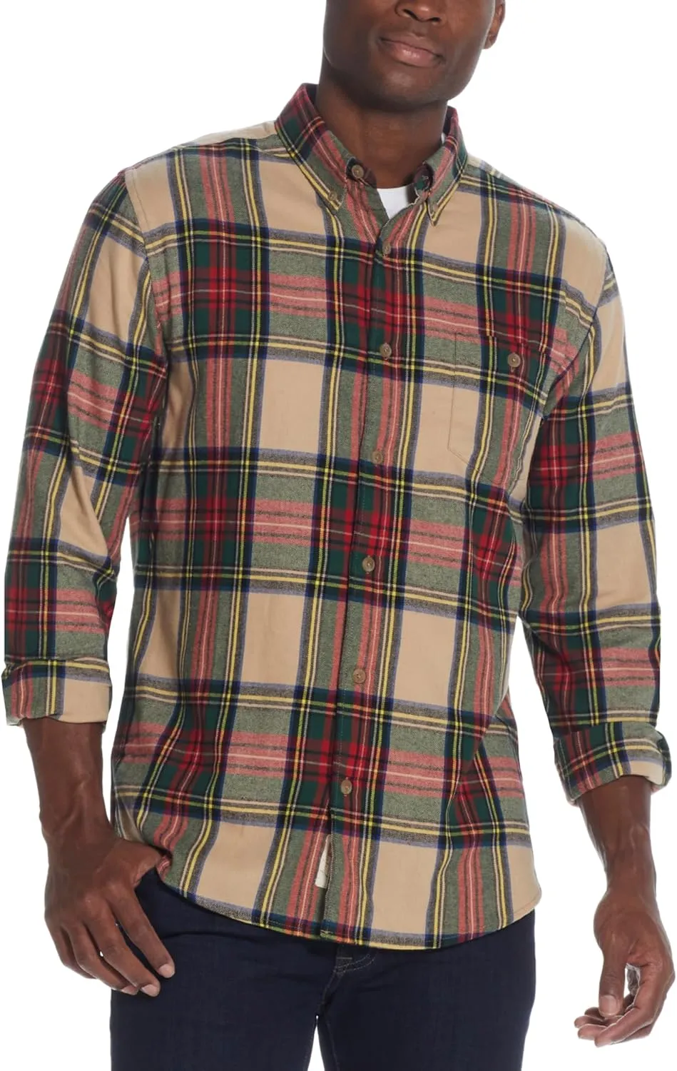 Weatherproof Vintage Mens Casual Soft Brushed Plaid Button-Down Flannel Shirt