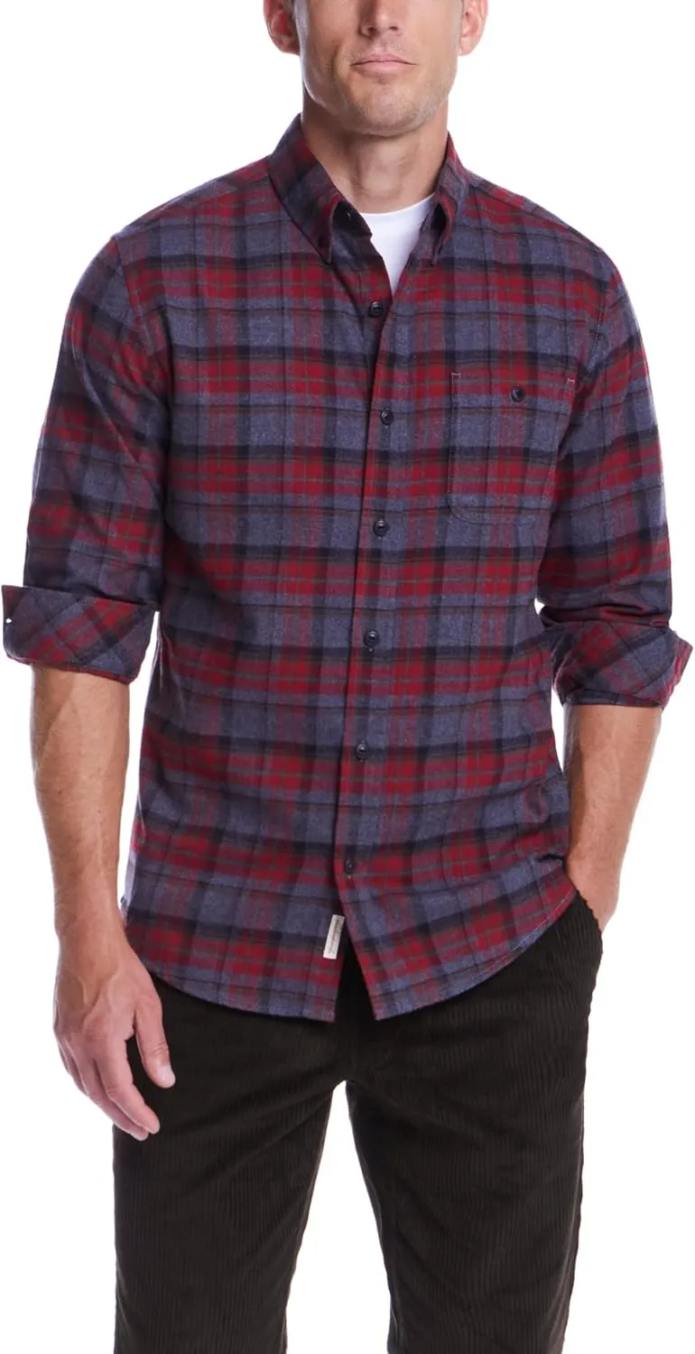 Weatherproof Vintage Mens Casual Soft Brushed Plaid Button-Down Flannel Shirt