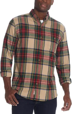 Weatherproof Vintage Mens Casual Soft Brushed Plaid Button-Down Flannel Shirt