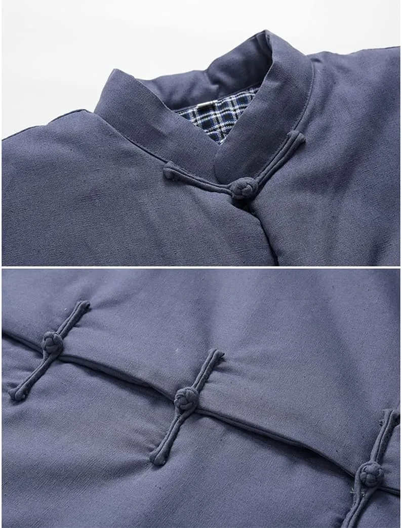 Winter Warm Tang Suit Men Cotton Padded Kung Fu Uniform Jacket Long Sleeved Coat Tops for Seniors