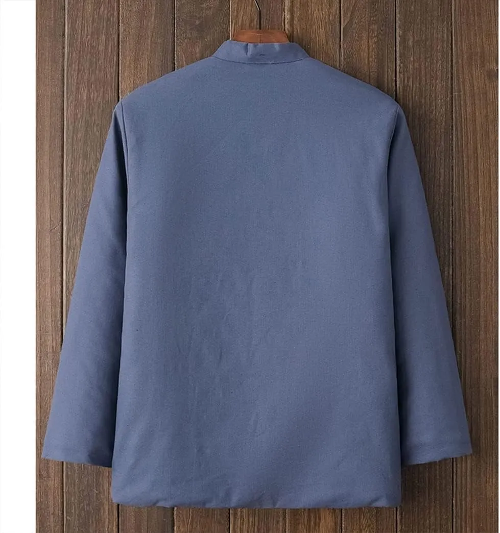 Winter Warm Tang Suit Men Cotton Padded Kung Fu Uniform Jacket Long Sleeved Coat Tops for Seniors