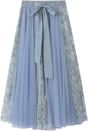 Women A Line Tulle Tutu Skirts Elastic High Waisted Plus Size Stretch Maxi Skirt Pleated Party Summer Dress