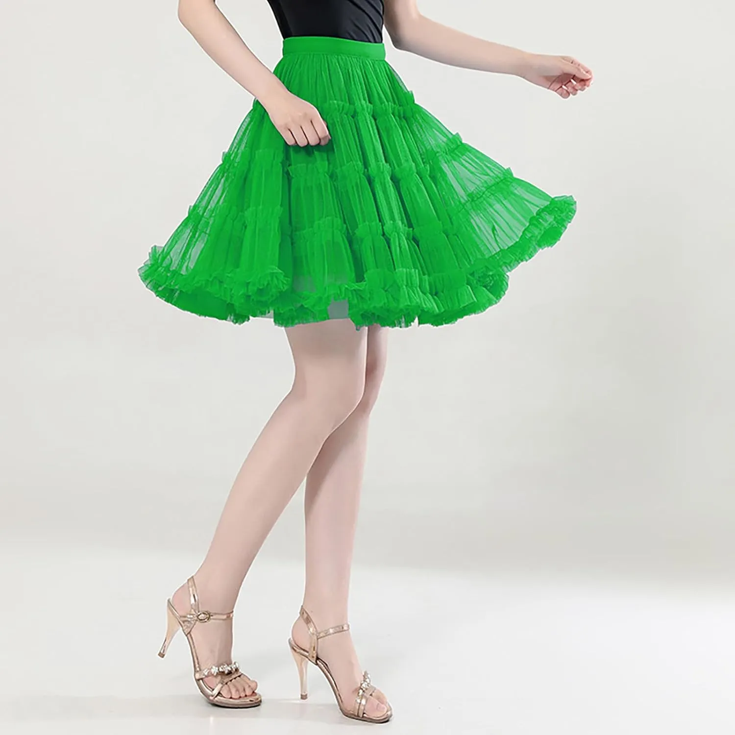 Women Dance Party High Waisted Ruffles Tulle Half Skirt Holiday Party Costume Tutu Ballet Skirts Skirt Plus Size
