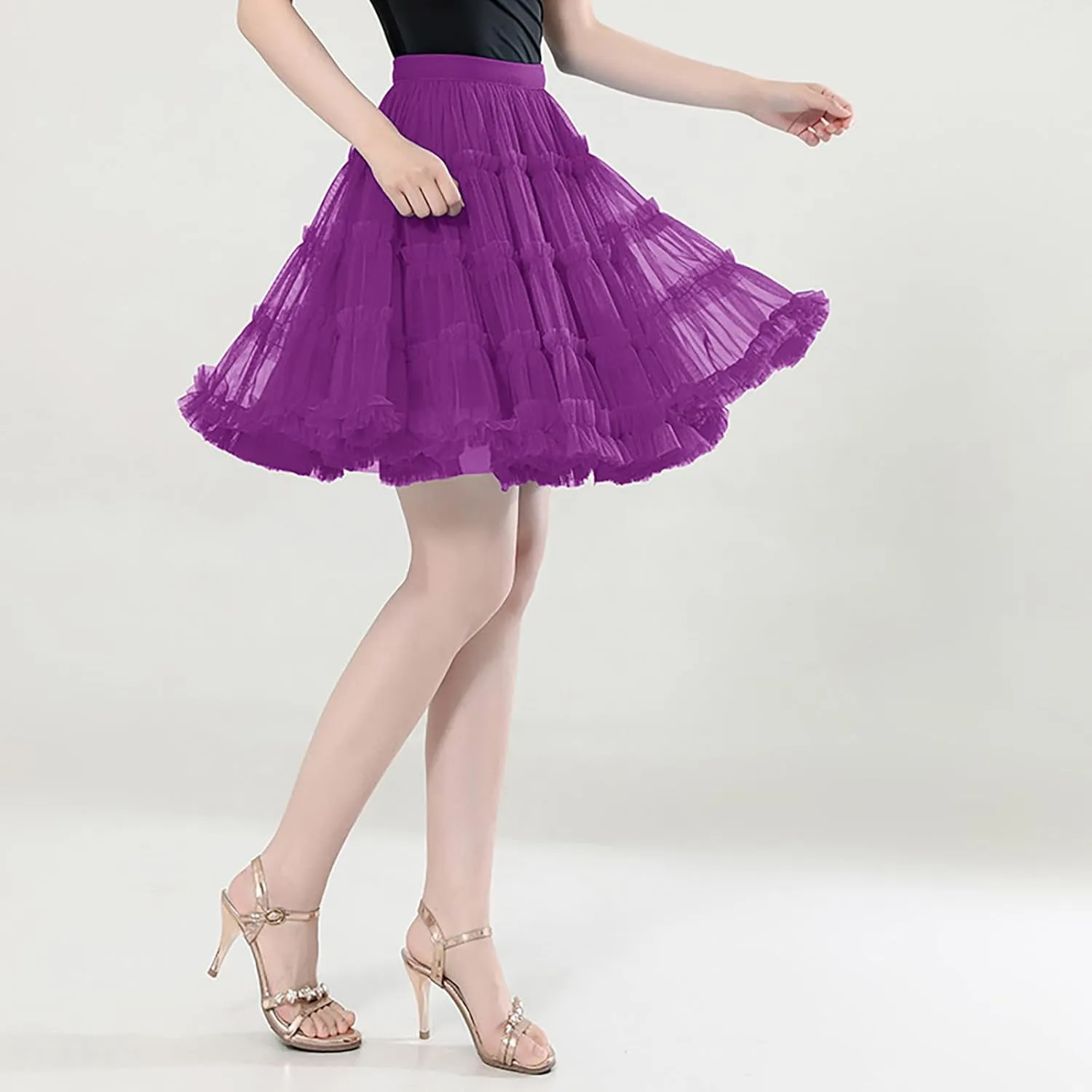 Women Dance Party High Waisted Ruffles Tulle Half Skirt Holiday Party Costume Tutu Ballet Skirts Skirt Plus Size