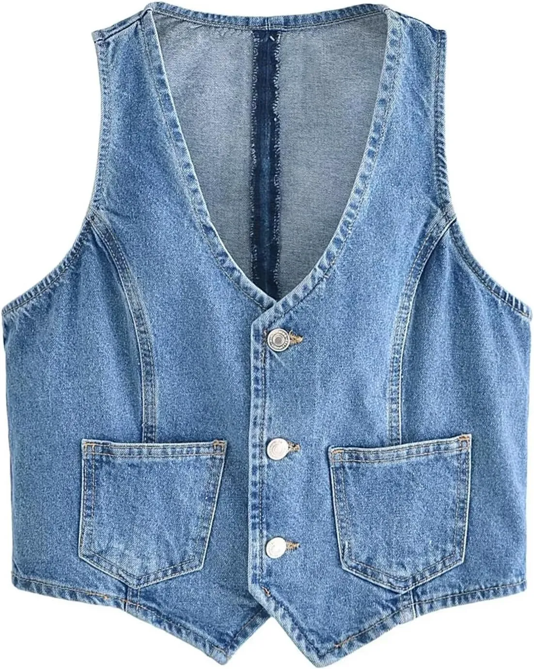 Women Denim Vest Sleeveless Crop Tops Button Denim Gilet Jacket Casual V Neck Jean Waistcoat Y2K Streetwear