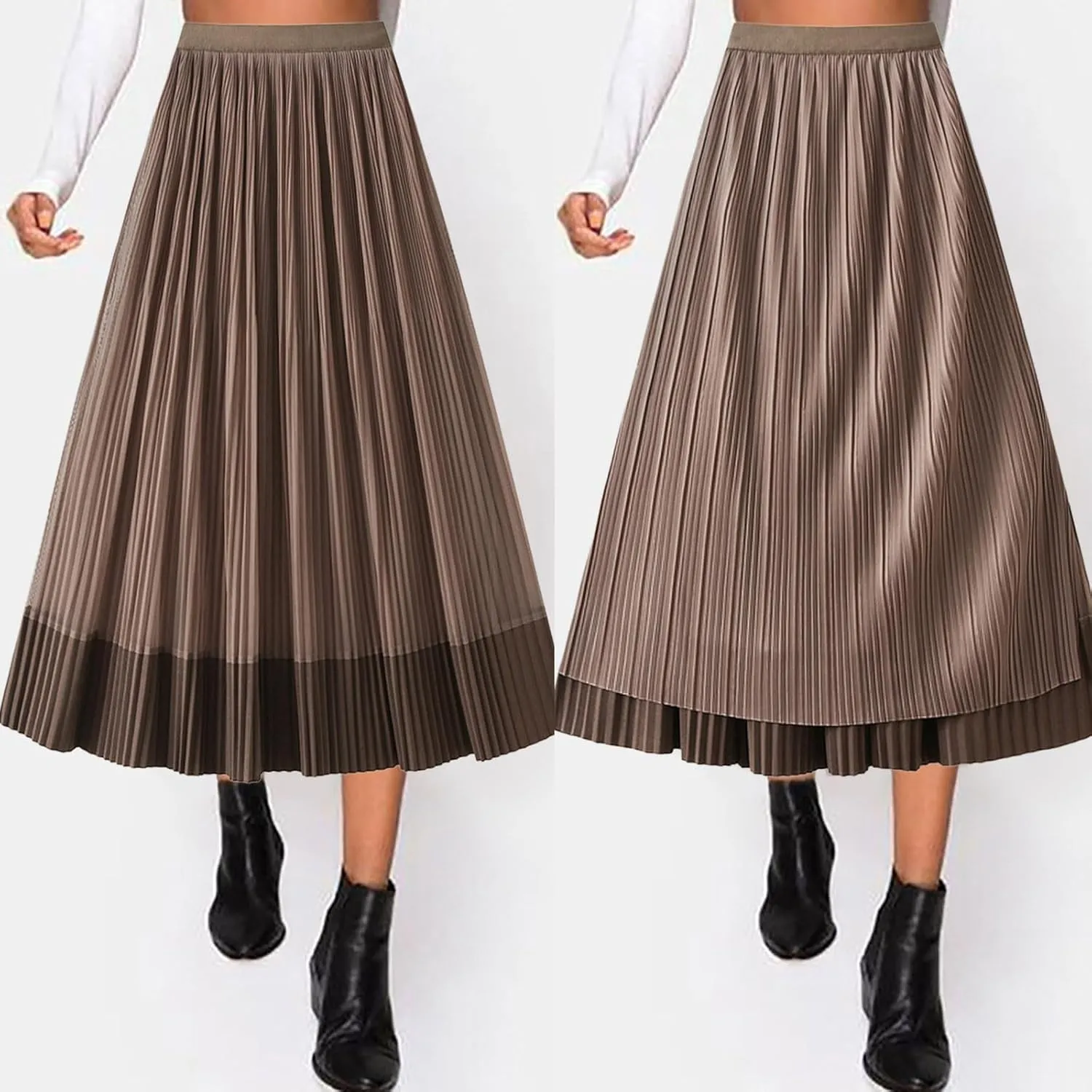 Women Mid Length Skirt Dance Party A Line High Waisted Reversible Tulle Skirt Holiday Party Costume Waistband for