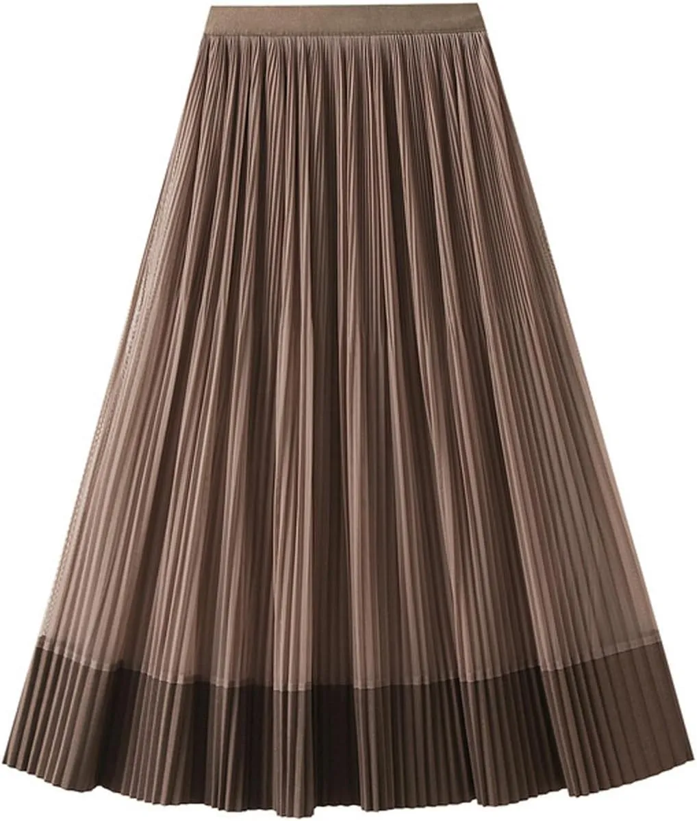 Women Mid Length Skirt Dance Party A Line High Waisted Reversible Tulle Skirt Holiday Party Costume Waistband for