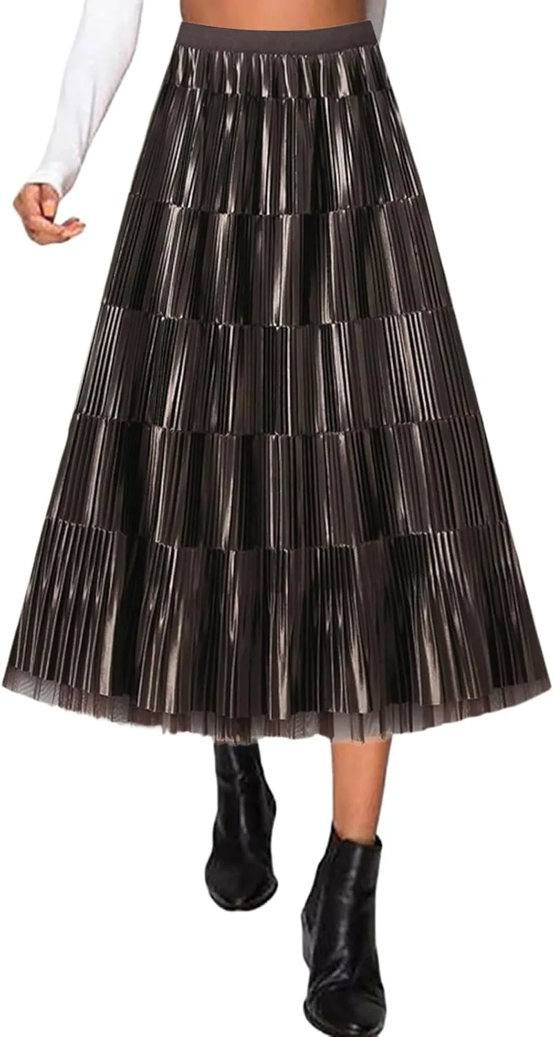 Women Mid Length Skirt Dance Party A Line High Waisted Reversible Tulle Skirt Holiday Party Midi Wrap Skirt with