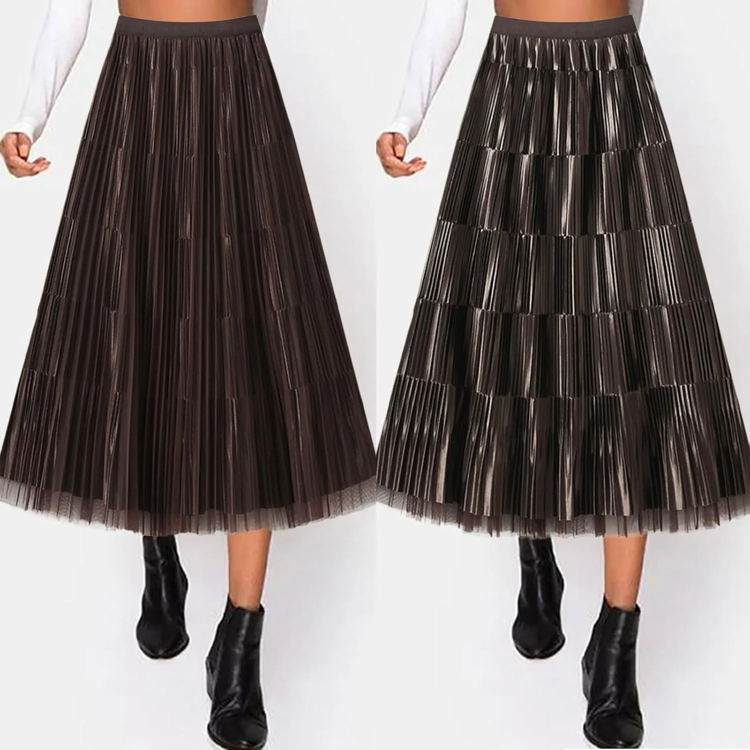 Women Mid Length Skirt Dance Party A Line High Waisted Reversible Tulle Skirt Holiday Party Midi Wrap Skirt with