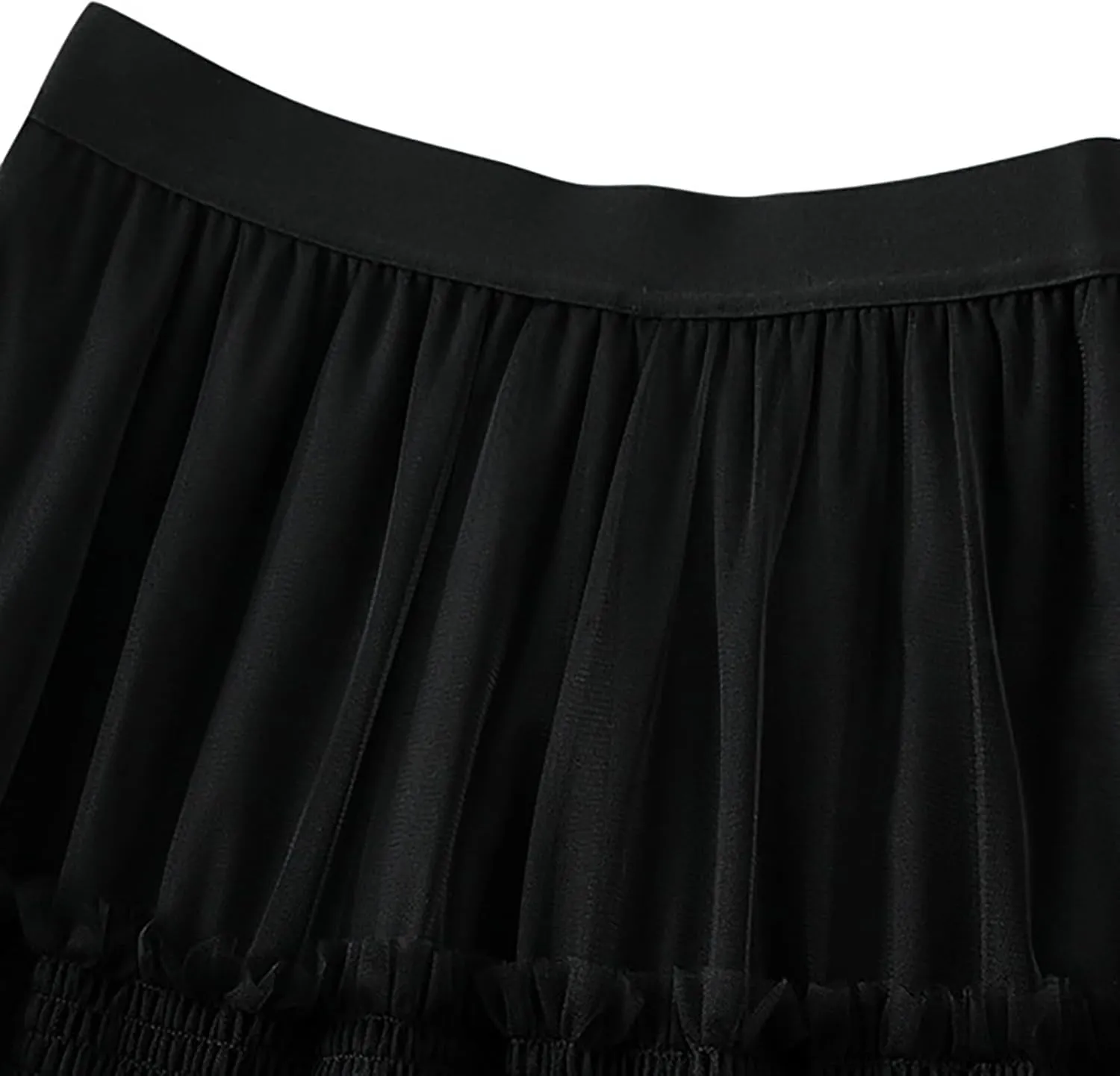 Women Mid Length Skirt Dance Party A Line High Waisted Ruffles Tulle Skirt Holiday Party Costume Half Skirt Women