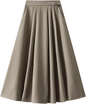 Women Mid Length Suit Skirt A Line High Waisted Pleated Skirt Daily Costume Half Suit Jean Skirts for Teen Girls