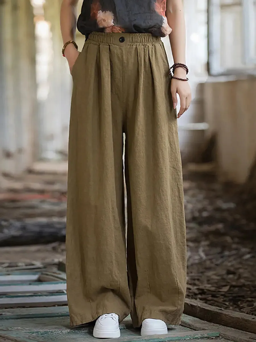 Women Solid Fleece-lined Wide-leg Pants