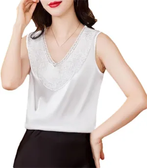 Women Summer V-Neck Sleeveless Casual Lace Camisole