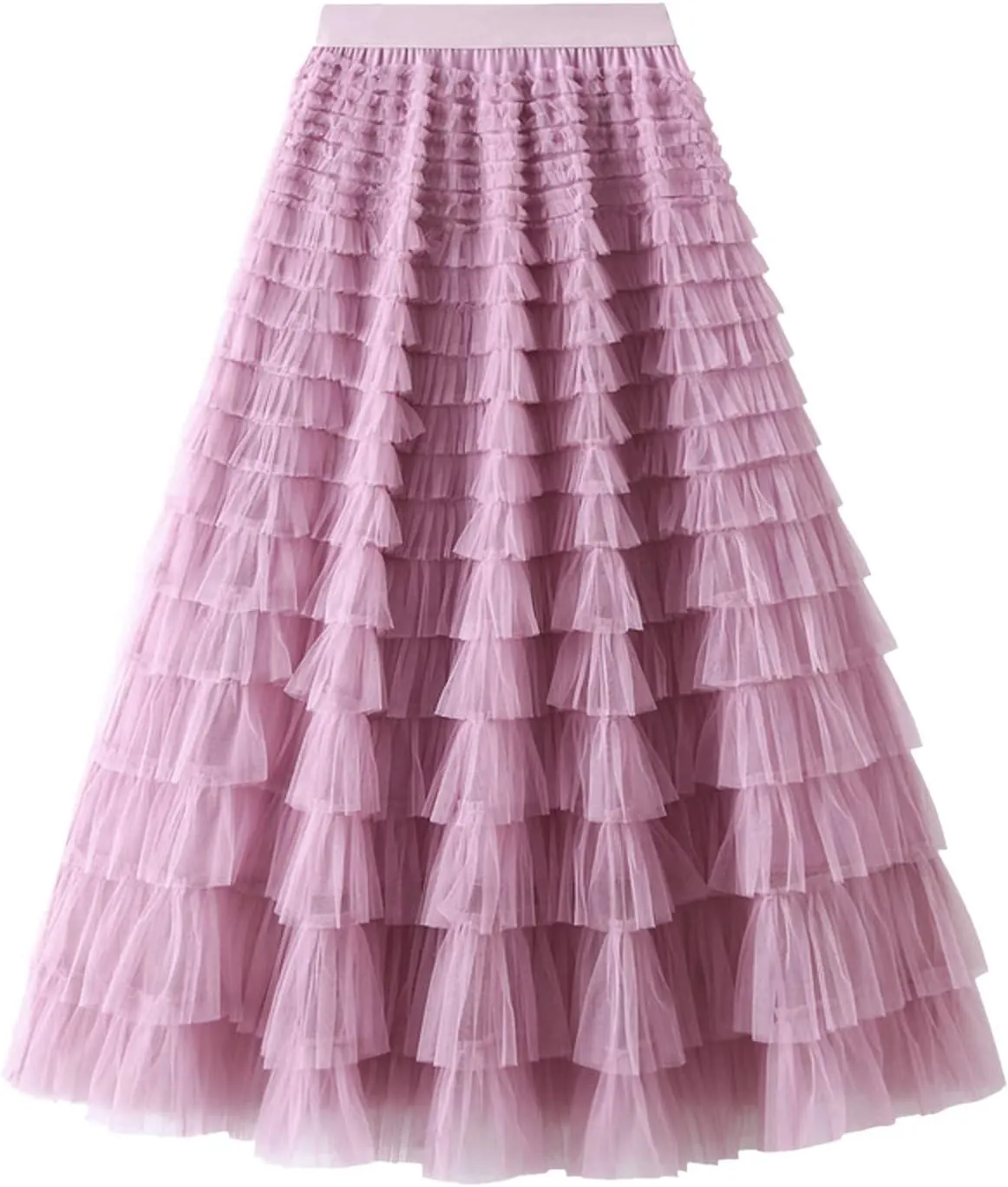 Women's A Line Pleated Skirt Long Tutu Skirt Ruffle Mesh Vintage Calf Length Chiffon High Waist Long Western