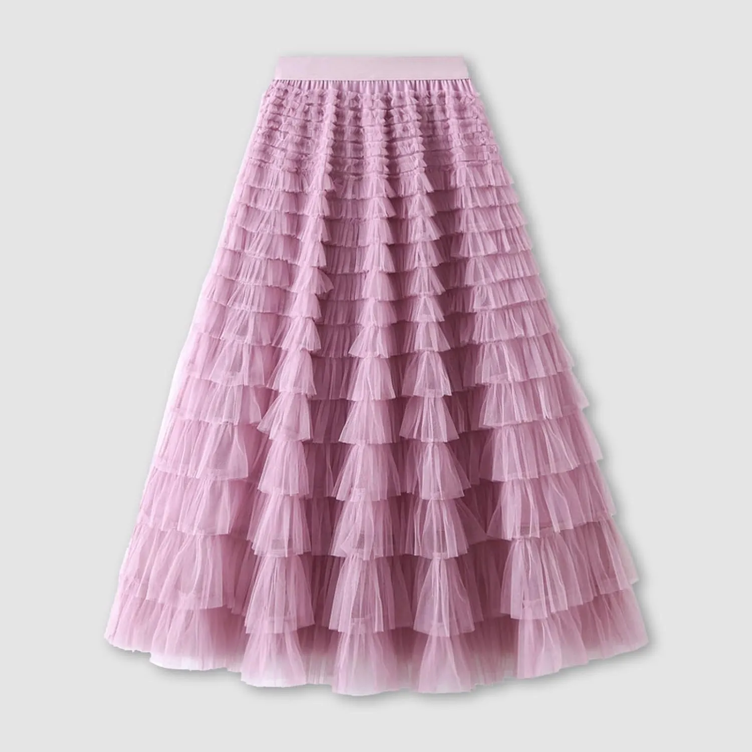 Women's A Line Pleated Skirt Long Tutu Skirt Ruffle Mesh Vintage Calf Length Chiffon High Waist Long Western