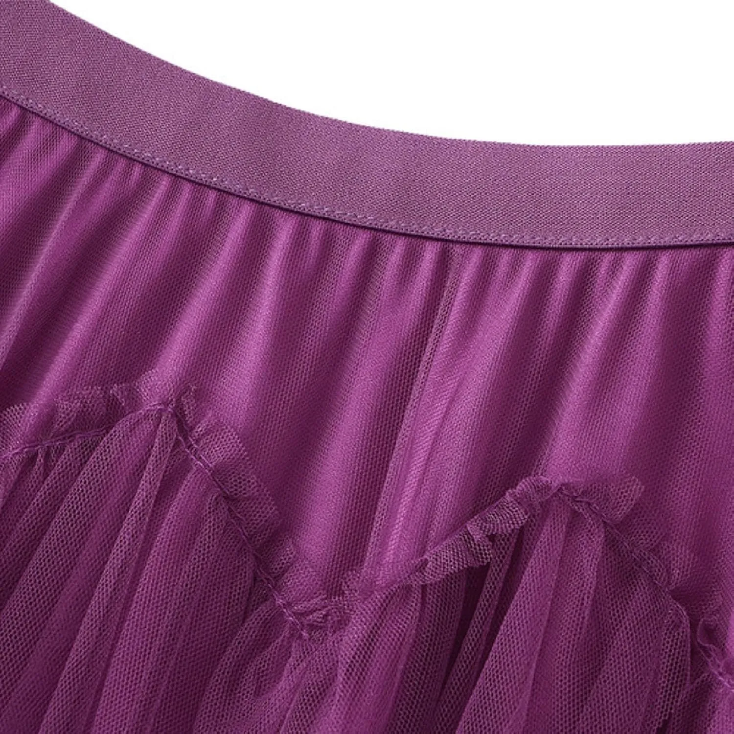 Women's A Line Tulle Party Dinner Tutu Skirt Brown Stretchy High Waisted Flared Skirt Girls Dark Skirt