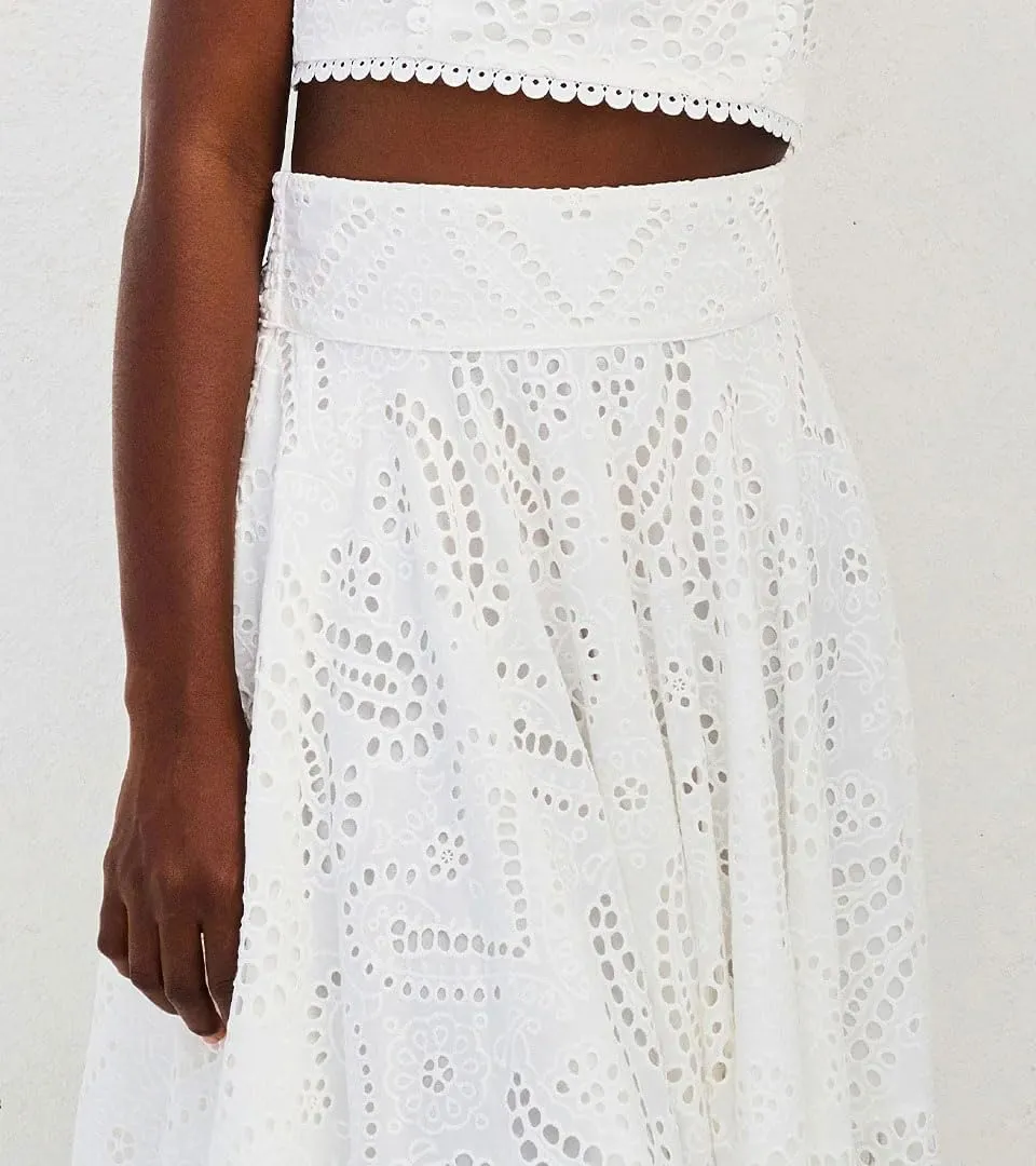 Womens Boho Eyelet Maxi Skirts Lace Flowy A-Line Summer Beach Long Skirts Elegant Outfits