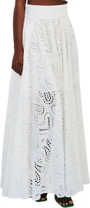 Womens Boho Eyelet Maxi Skirts Lace Flowy A-Line Summer Beach Long Skirts Elegant Outfits