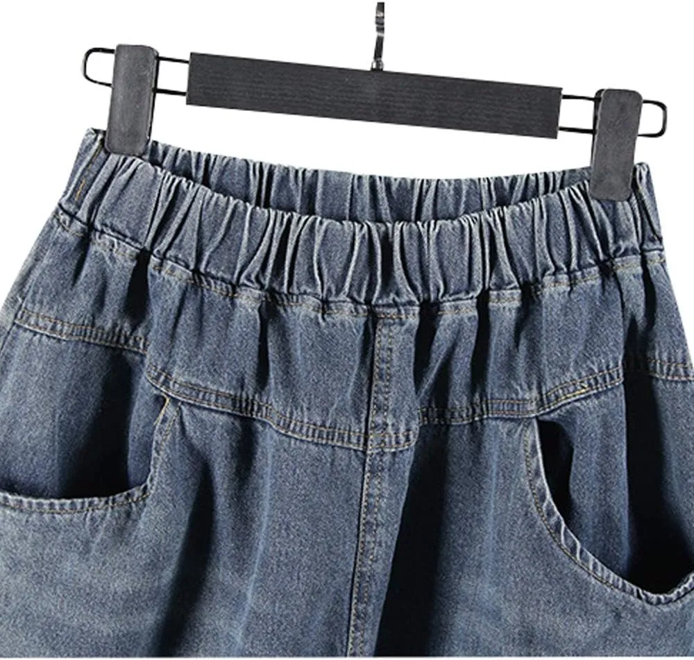 Women's Casual Hip Hop Drop Crotch Harem Jeans Denim Pants Trousers