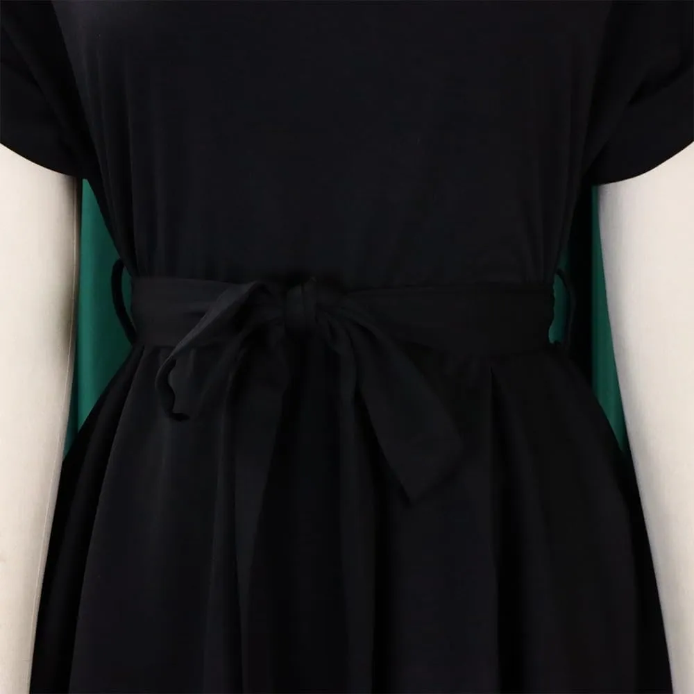 Women's Casual Two-Piece Outfits Pant Sets Solid Color Short Sleeve Self-tie At Waist High Waist Wide Leg Trousers