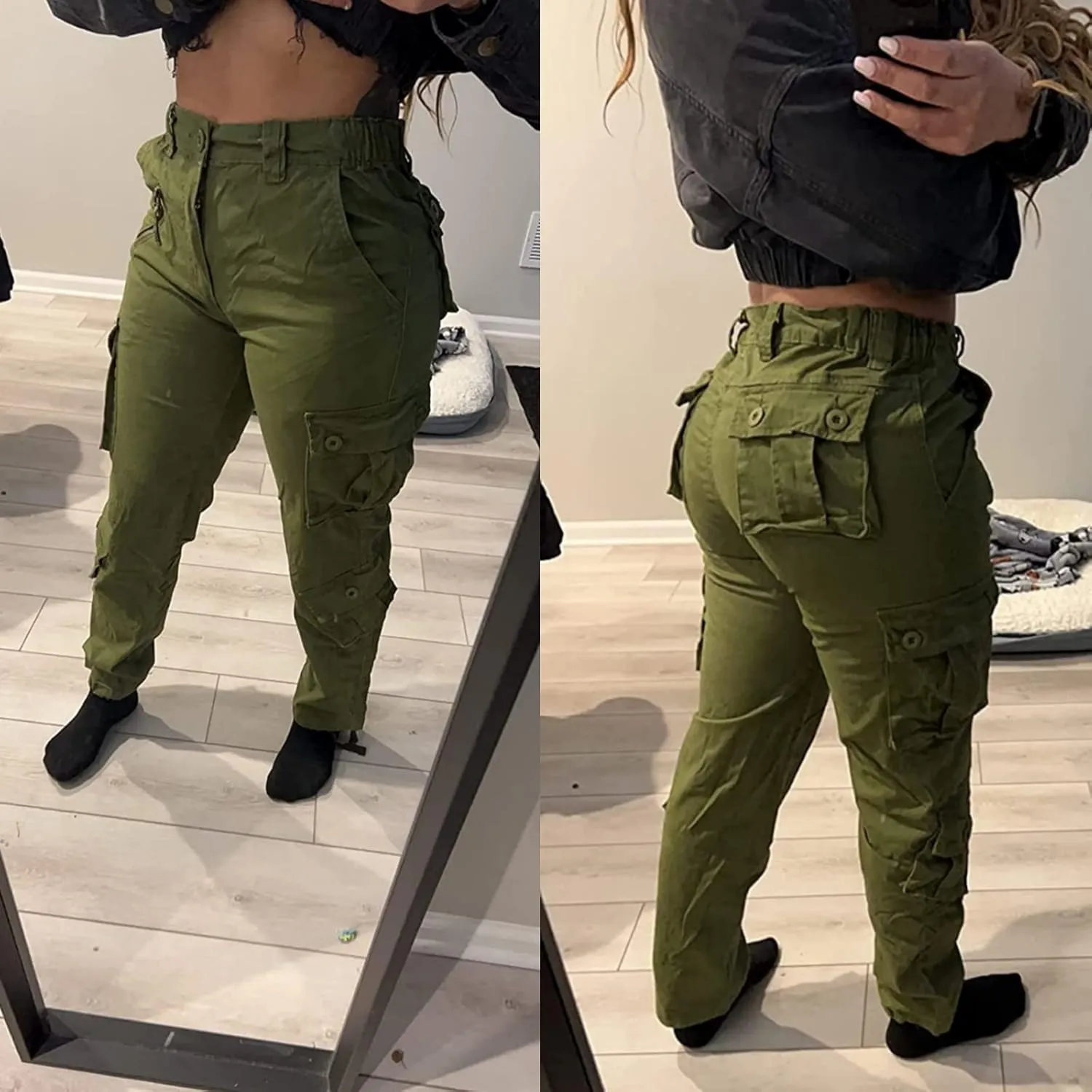 Women's Cotton Casual Military Army Cargo Combat Work Pants with 8 Pocket