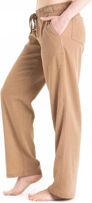 Women's Cotton Gauze Low Waist Beach Pants with Pockets