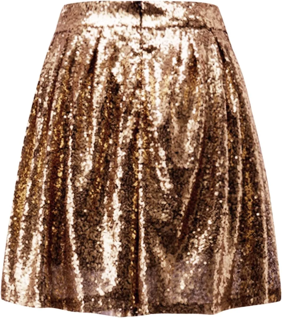 Women's Fashion High Waist Pleated Solid Color Short Skirt Loose Sequin Skirt Top and Midi Skirt