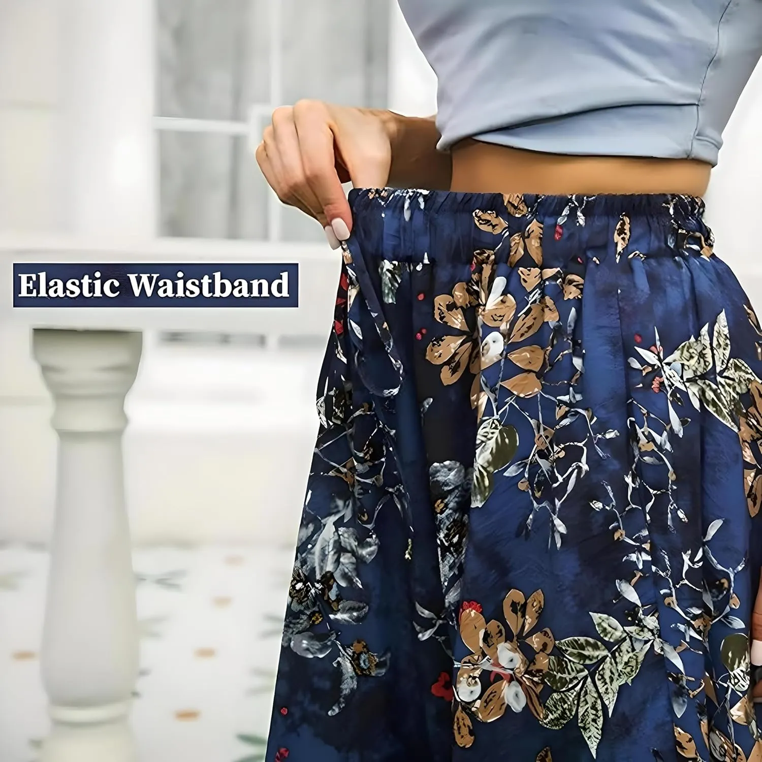 Women's Floral Maxi Skirt with Pockets - Long Midi Length for Beach Parties & Holidays