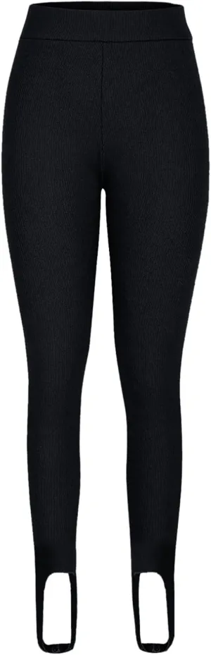 Women's High Waist Knit Yoga Stirrup Leggings Trendy Tummy Control Stretch Gym Trouser Workout Running Tights Pants