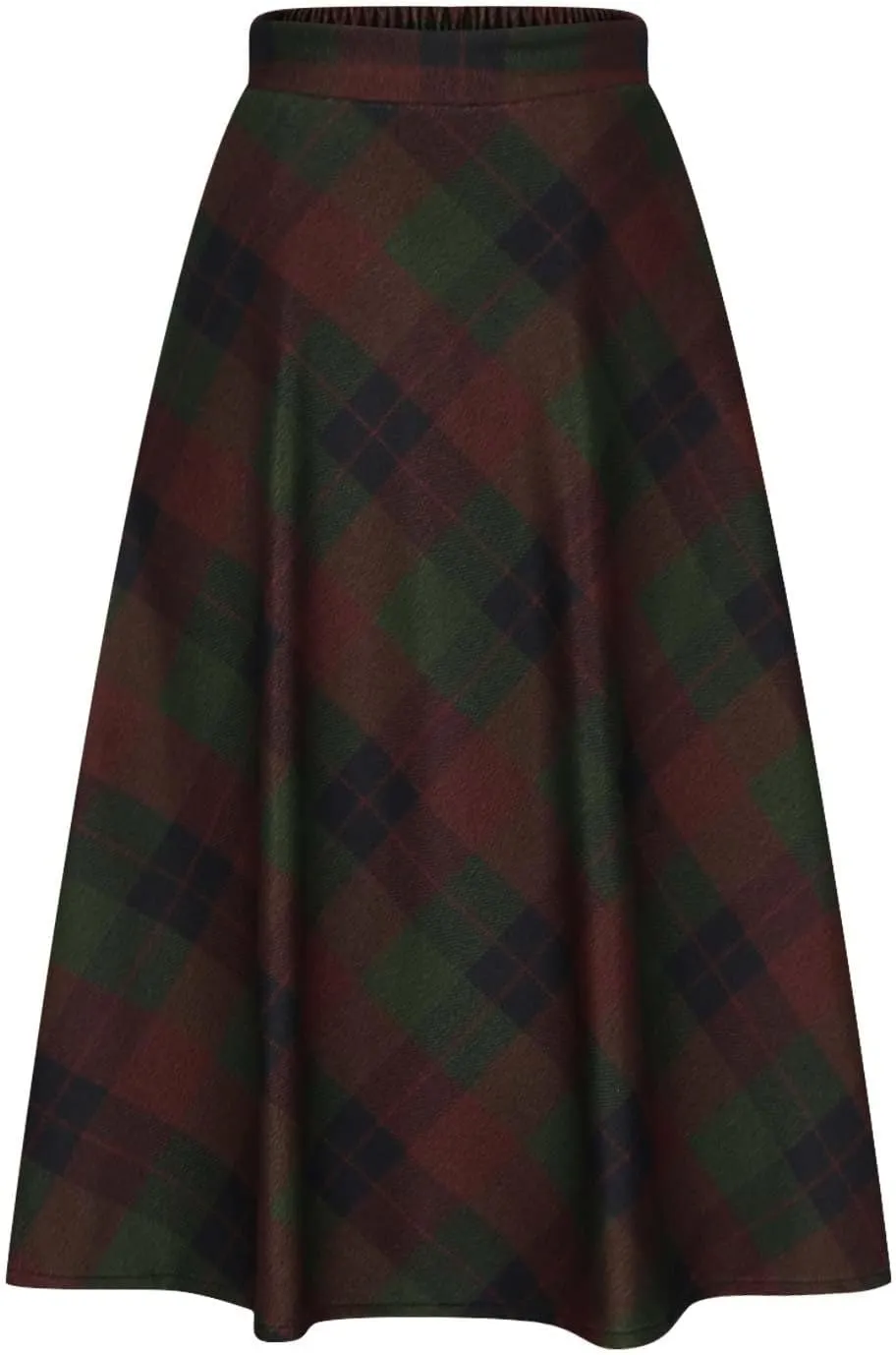 Women's High Waist Plaid A Line Skirts Vintage Elastic Pleated Plus Size Skirt Retro Elegant Business Dress