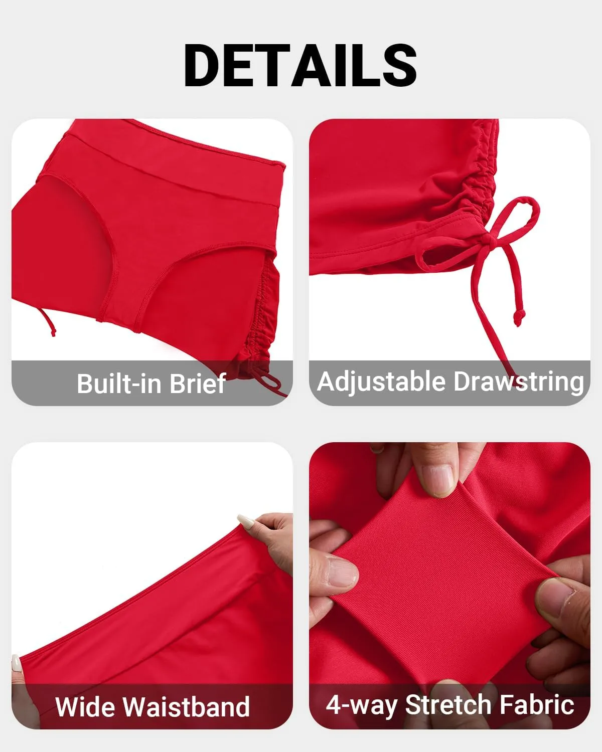 Womens High Waisted Swim Skirt - Drawstring Bathing Suit Skirt Tummy Control Swimsuit Bottoms with Built-in Panty 2025