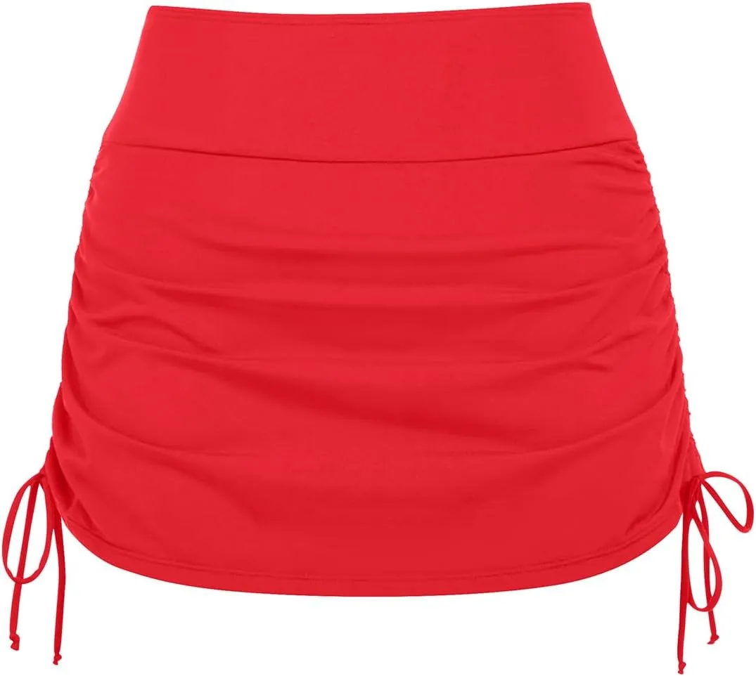 Womens High Waisted Swim Skirt - Drawstring Bathing Suit Skirt Tummy Control Swimsuit Bottoms with Built-in Panty 2025