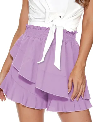 Womens High Waisted Trendy Skorts Flowy Ruffle Pleated Skirts Cute Comfy Shorts Summer Beach Trip Clothes