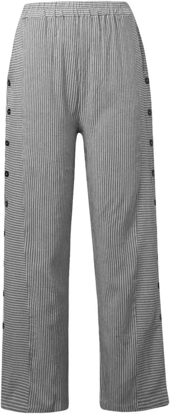 Womens Linen Pants High Waisted Summer Beach Pants Elastic Waist Tapered Pants Casual Trousers with Pocket