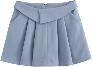 Womens Short Skirts - Pleated Skirt Women Mini Skirts Woman Fashion High Waist Skirts for Women Streetwear Pocket