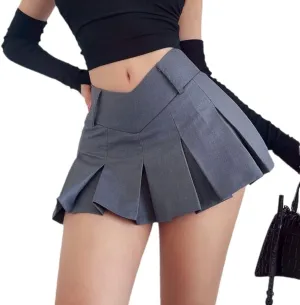 Womens Short Skirts - Sexy V Waist Design Pleated Skirts Summer Cute Aesthetic Micro Skirts High Waist A-Line Mini