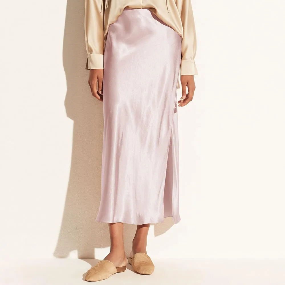 Women's Silk Slip Satin Midi Skirt Dressy Flowy Ruffle Elastic High Waisted Flared Cocktail Party Work A Line Skirts