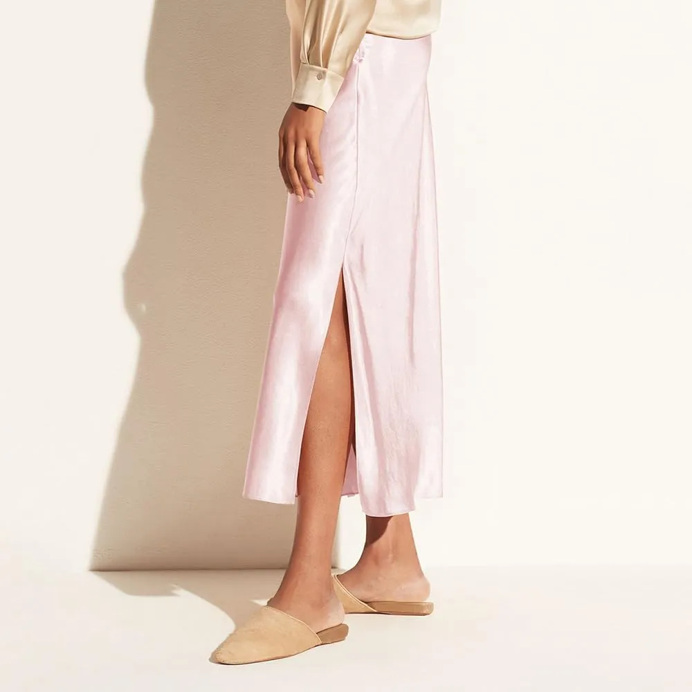 Women's Silk Slip Satin Midi Skirt Dressy Flowy Ruffle Elastic High Waisted Flared Cocktail Party Work A Line Skirts