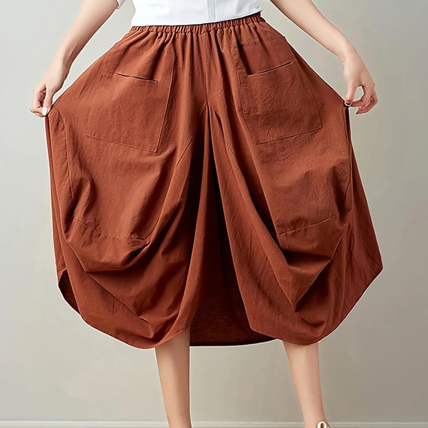 Women's Skirt Ethnic Style Cute Beautiful Loose Skirt Girls Plaid Skirt Size 12