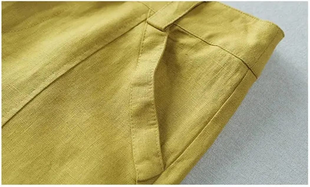 Women's Solid Color Buttoned Wide Leg Pants Loose High Waist Straight Pants