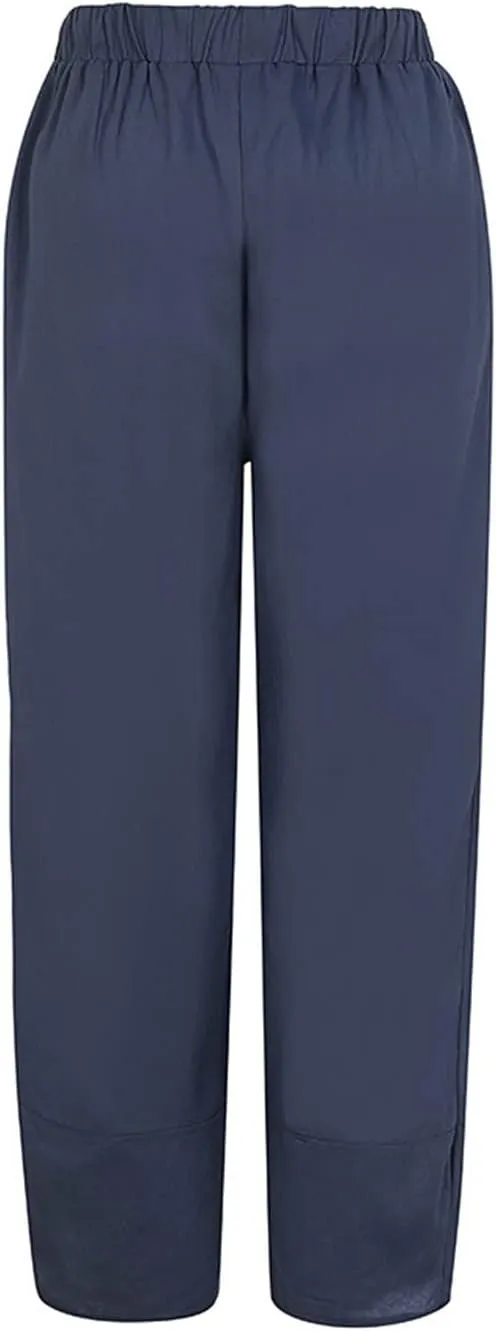 Women's Summer Cotton Linen Capri Pants Casual High Waist Cropped Trouser Tapered Leg Sweatpants Loose Workout Pants