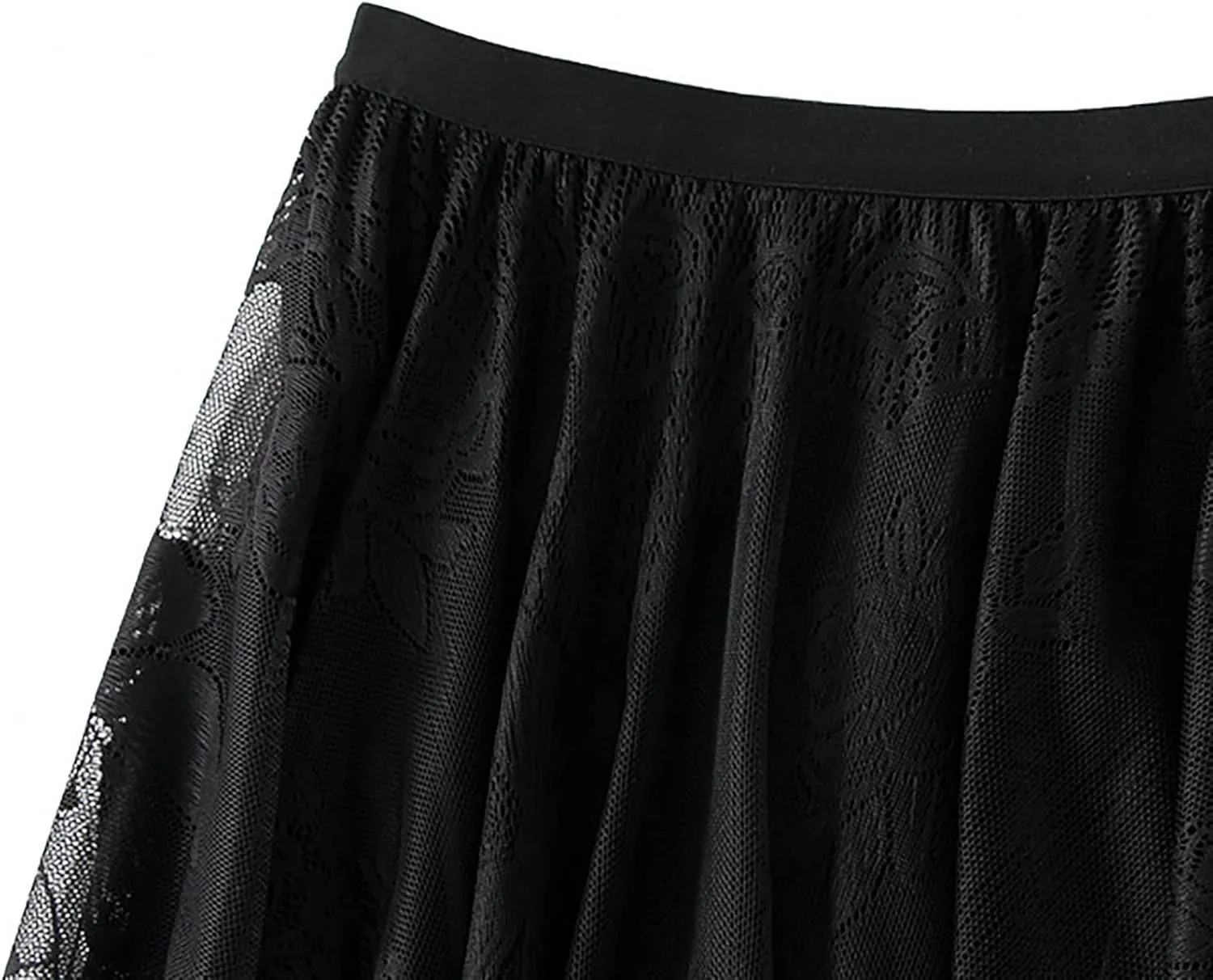 Womens Summer Elastic Waist Pleated A Line Flowy Swing Tiered Long Beach Skirt Dress Long Jean Skirts for Women